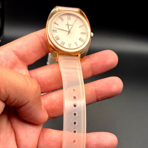 Fossil Womens ES4856 Jude 38mm Peach Silicone Three Hand Quartz Watch NIBWT - Picture 10 of 14